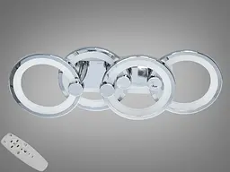 Сучасна стельова LED люстра з пультом, підсвічуванням, 65 Вт, хром