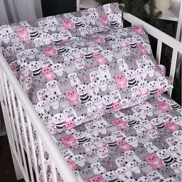 Простирадло MirSon Kids Time 17-0670 Gray Pink Kitties бязь 150х200 см (2200010182231) - мініатюра 2