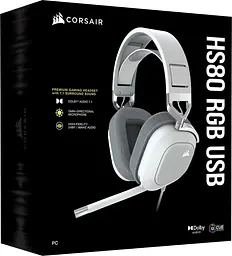 Ігрові навушники Corsair HS80 RGB USB White (CA-9011238) [75604] - мініатюра 4