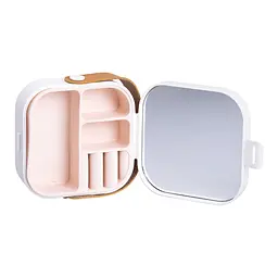 Міні-скринька для прикрас Mini Box з дзеркалом 9х9х3,8 см пластикова, білий Yiwu HP-5-27W - мініатюра 3