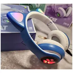 Бездротові дитячі навушники Cat Ear VZV-23M Bluetooth з котячими вушками сині - мініатюра 4