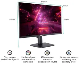 Монітор 23.8" QUBE V24F100-IPS FHD IPS 100Hz (V24F100-IPS) - мініатюра 3