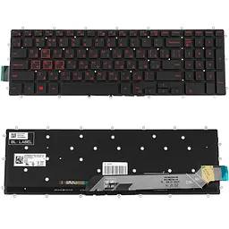 Клавіатура для ноутбука DELL (Inspiron: 7566, 7567) rus, black, без фрейма, підсвічування клавішRED (оригінал) - мініатюра 2
