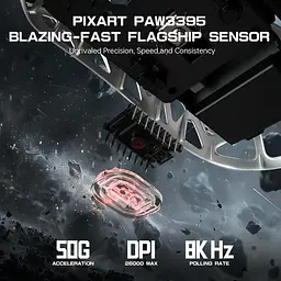 Ігрова бездротова мишка Attack Shark R3 / PixArt PAW3395 / 26000 DPI / 8K /46 г / Silver - мініатюра 3