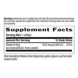 Вітаміни та мінерали Country Life Vitamin D3 2500 IU, 60 капсул - мініатюра 2