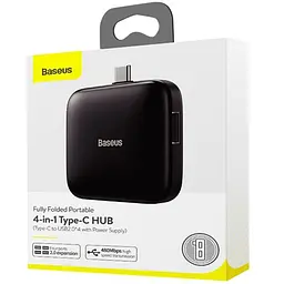 Мультипортовий адаптер USB Хаб Baseus Fully Folded Portable Type-C to 4 USB2.0 CAHUB-DW01 Dark Grey - мініатюра 4