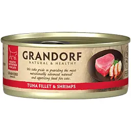 Влажный корм для кошек Grandorf Tuna Fillet & Shrimps филе тунца с креветками 70 г