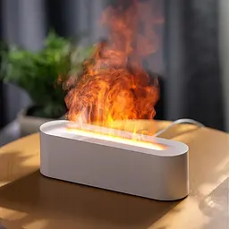 Зволожувач повітря ультразвуковий з пультом USB білий аромадіфузор з ефектом полум'я Diffuser А3