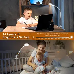 IZELL Book Light, лампа для читання з гнучким штативом, що пристібається, світлодіодні лампи з регульованою яскравістю, кріплення - мініатюра 3
