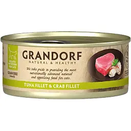 Вологий корм для котів Grandorf Tuna Fillet & Crab Fillet філе тунця з м'ясом краба 70 г