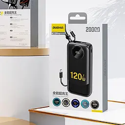 УМБ Dudao 20000mAh K13 Pro 22,5W PD,QC USB-A,USB-C In/Out,with built-in USB-C/Lightning cables Black - мініатюра 2