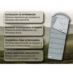 Спальний мішок з капюшоном Naturehike MS500 CNK2350WS023 лівий, сірий - мініатюра 7