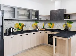 Кухонний фартух Соковиті Лимони вінілова наклейка для кухні цитруси Фрукти Жовтий Happy Pocket Z181360 - мініатюра 4