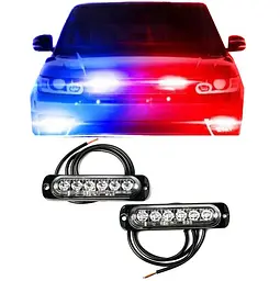 Страбоскоп Світлодіодний 12-24V / LED 6 шт. / 12 Режимів / Червоно-Синій 2 шт. (BS-6LED R+B)