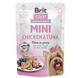 Вологий корм Brit Care Mini для собак з філе курки і тунця в соусі 85 г (арт.100217/4425)