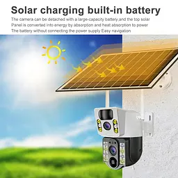 4K Бездротова камера Solar WI-FI, подвійний об'єктив, нічне бачення V380 Pro CCTV 8 Мп - мініатюра 2