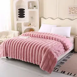 Плед Dushka Home Шиншила в смужку 21772 200х230 см рожевий - мініатюра 3