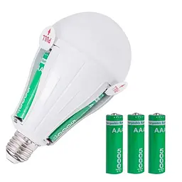Світлодіодна LED акумуляторна лампа 3600 mAh (знімні 3 × 18650) автономна аварійна 25 W лампочка з цоколем E27 UKC