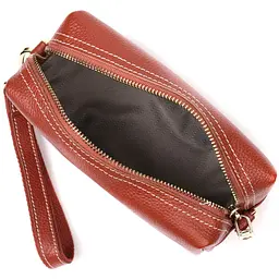 Невероятная женская сумка с двумя ремнями из натуральной кожи. Vintage 22273 коричневый - миниатюра 8