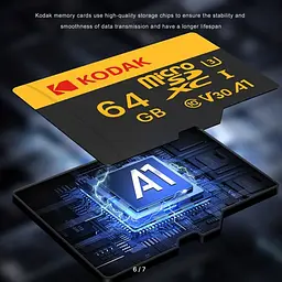 Карта пам'яті Коdak 64 Gb microSD U3 A1 class 10 з адаптером SD - мініатюра 3
