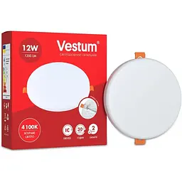 Круглий світлодіодний врізний світильник "без рамки" Vestum 12W 4100K 1-VS-5505