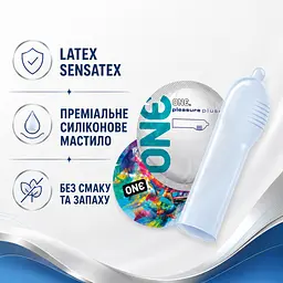 Презервативи ONE Pleasure Plus 5 ШТУК, латексні з мішечком та ребристою текстурою, зі змазкою, для додаткової стимуляції - мініатюра 4