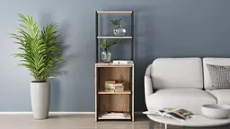 Стіл-тумба трансформер Смарт 3/1 з етажеркою Ferrum-decor 1430x1450x500 Чорний метал ДСП Дуб Сан-Марино 16 мм (FRD-105110) - мініатюра 7