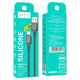 Кабель Hoco USB X101 Type-C 3A 1 м силіконовий провід з для швидкої зарядки гаджетів чорний - мініатюра 3
