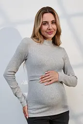 Гольф для вагітних і годуючих мам з теплого трикотажу ангора в рубчик S (44) Penny Юла Мама сірий