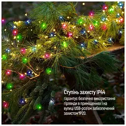 Гірлянда ColorWay Роса LED 50 5 м 8 функцій різнокольорова USB (CW-G-50L5NUMC) - мініатюра 12