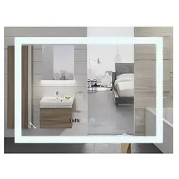 Дзеркало Mixxus WARM MR02-80x60-CASE з LED Touch, Anti-fog, димером, регулюванням яскравості, годинником (MI6671)