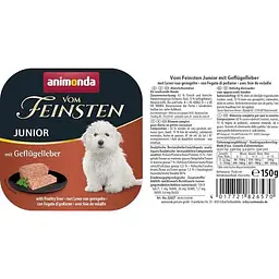 Вологий корм для цуценят Animonda Vom Feinsten Junior with Poultry liver з печінкою домашньої птиці 150 г - мініатюра 2