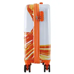 Валіза мала Semi Line T5655-1 20 дюймів Polycarbonate/ABS 4 подвійні колеса Білий з помаранчевим принтом - мініатюра 5