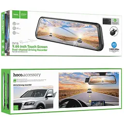 Автомобільний відеореєстратор дзеркало Hoco DV16 Dual-Channel Driving Recorder 1080p+720p Black - мініатюра 6
