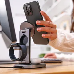 Бездротовий зарядний пристрій Satechi 3 in 1 Foldable Qi2 Wireless Charging Stand Space Gray (ST-Q31FM-EA) - мініатюра 5