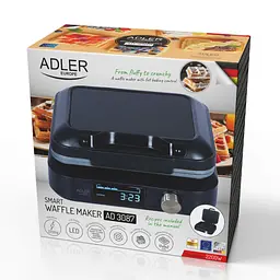 Вафельниця Adler AD 3087, 2200 Вт, LED-дисплей, 6 рівнів підрум’янення, таймер, антипригарне покриття - мініатюра 5