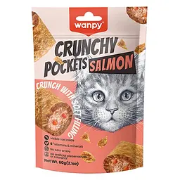 Ласощі для котів Wanpy Crunchy Pockets Salmon & Roe Ванпі Хрусткі подушечки з Лососем та Ікрою 60 г