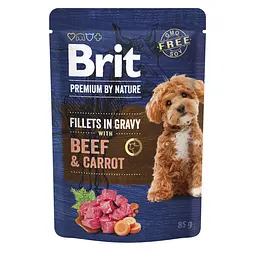 Вологий корм Brit Premium Fillets in Gravy Beef Carrot для собак малих порід у соусі, яловичина та морква, 85 г