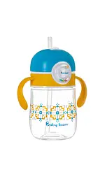 Поїльник Baby Team з силіконовою трубочкою та ручками помаранчовий з синім 300 мл - мініатюра 2