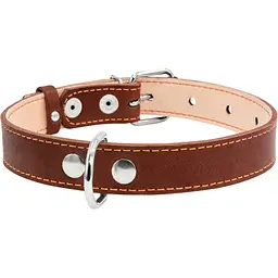 Нашийник подвійний Collar, шкіра, 38-50х2,5 см, коричневий - мініатюра 2