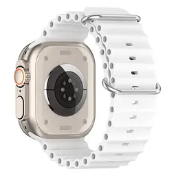Силіконовий ремінець на смарт-годинник для Apple Watch 42,44,45,46,49 mm, Ocean Band, white, зі зручною застібкою, для годинника епл вотч, спортивний, ArmorStandart (ARM74249) - мініатюра 3