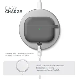 Силіконовий чохол для навушників Apple AirPods 3, Hang Case, сірий, ультратонкий захисний кейс товщиною 2 мм, захист від подряпин, пилу та ударів, компактний, з карабіном для кріплення, ArmorStandart (ARM60306) - мініатюра 7