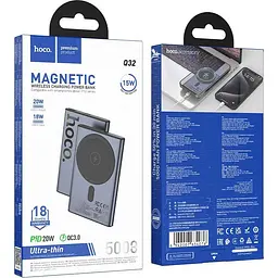 Зовнішній акумулятор Hoco Q32 Bird 5000mAh 20W Metal Gray [142578] - мініатюра 4