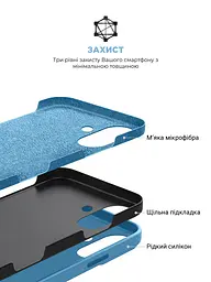 Силиконовый чехол для Apple iPhone 16 Plus, ICON2 Case, голубой, противоударный, панель, защита всего корпуса, матовая поверхность Soft Touch, выступает над дисплеем, совместим с защитными стеклами и пленками, с микрофиброй, ArmorStandart (ARM79633) - мініатюра 6