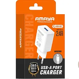 МЗП Amaya M3 2.4A (1USB-A) + кабель USB to MicroUSB White - мініатюра 2