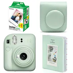 Набор камера Fujifilm Instax Mini 12, Фотобумага 20шт, Чехол, Фотоальбом 64 фото Зеленый