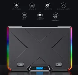 Охолоджувальна підставка для ноутбука до 18 дюймів GamePro GPCP-890 RGB 2xUSB 6xfans - мініатюра 10