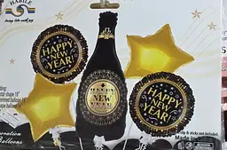 Набір фольгованих кульок "Happy New Year!" 5 шт декоративні для свят - мініатюра 2