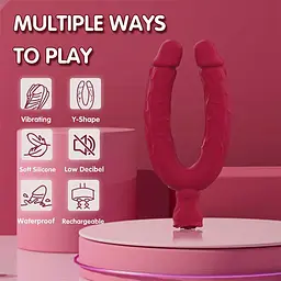 Двосторонній вібратор Y-Lover Rose Bloom з акумулятором Бордовий - мініатюра 6