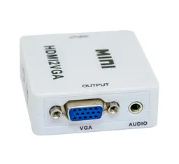 Перехідник з HDMI на VGA з доп харчуванням MINI HDMI2VGA білий конвертер HDMI VGA